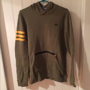 Olive Green Adidas Hoodie with Front Pocket